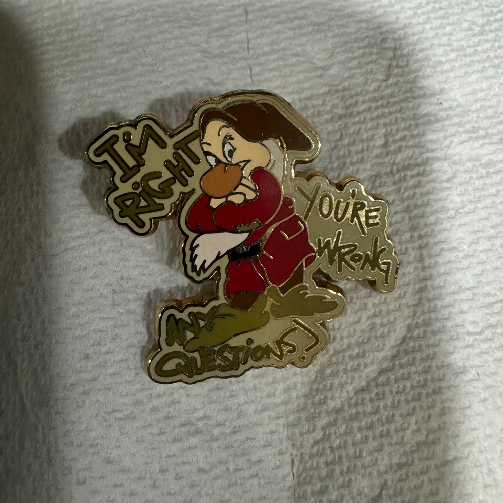 Disney Grumpy Pin Snow White Seven Dwarfs Im Right Youre Wrong 2006 Trading Pin